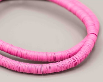 Vinyl Phono Record Beads 10mm Fuchsia African Vulcanite Ethnic Disc Heishi Beads Jewelry Making Supplies 26" Strand SKU-VINYL10-4