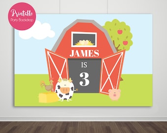 Barnyard Backdrop,Barnyard Birthday Party, Printable Backdrop, Choose Your Size, Barnyard Printable Backdrop, Party Backdrop YOU PRINT
