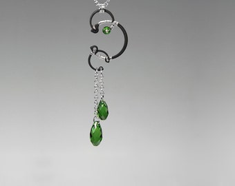 Green Swarovski Crystal Pendant, Fern Green Crystals, Industrial Jewelry, Wedding Jewelry, Statement Jewelry, Gift For Her, Hyperion v10