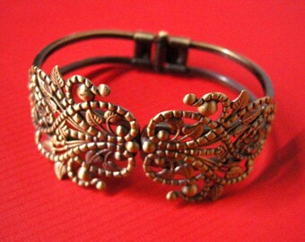 1pc antique bronze filigree bracelet setting-5404