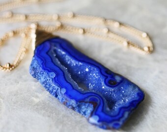 Druzy Necklace, Cobalt Druzy Necklace, Geode Necklace- Drusy Necklace - Blue Druzy, Green Druzy, Purple Druzy - Colorful Geode