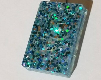 Shimmering Blues Rectangular Pendant