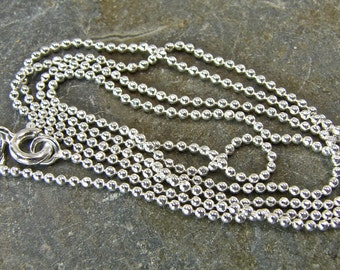 Polished Shiny Sterling Silver 1.5 MM Ball Chain - 16 Inch With Clasp - One Piece - 1.516p