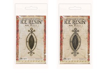 Ice Resin Bezel SMALL RUNE Ellipse Template Antique Silver or Antique Bronze Resin Pendant Bezel Tray, Susan Lenart Kazmer, Art Mechanique