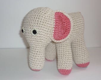Ecru hand crocheted elephant Plushie