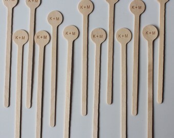 Natural Wooden Drink Stirrers - Coffee Stirrer - Beverage Bar Stick Wood Drink Stirs Customized LOGO for Personalized Wedding Party Cafe