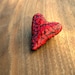 Paper Mache Pin: Handsculpted Red Heart Shaped Crackled Papier Mache Brooch, Paper Heart