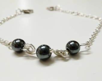 Bracelet silver plated and Hematite stones.