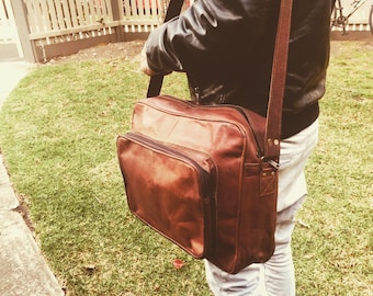 Leather bag, Leather satchel, Carry-on bag, Leather Luggage