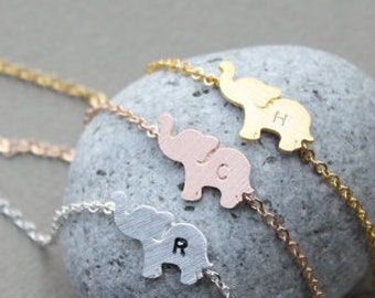 ELEPHANT anklet, Personalized initial elephant anklet, 925 silve anklet, bridesmaid gift idea, Elephant Jewelry, Animal Jewelry, friendship