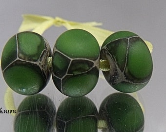 Green Dragons, Lampwork Beads, SRA, UK