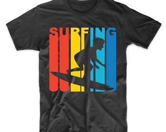 Retro 1970's Style Surfing Surfer T-Shirt