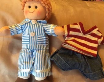 Personalised Boy Rag Doll Harry. Set Includes One Extra Outfit. 28 cms Ragdoll.