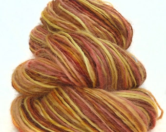 Handspun handdyed yarn Wensleydale wool mulberry silk