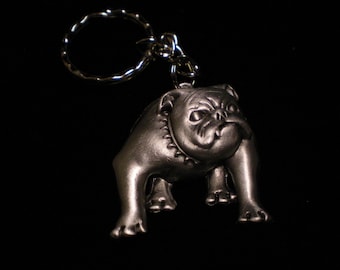 FANTASTIC bulldog keychain made of pewter VERY DETAILED