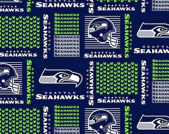SEATTLE SEAHAWKS ~ Patchwork Squares Blue ~ NFL 100% Cotton Fabric ~ 1/2 Yard Cut ~ 18" x 58" by Fabric Traditions