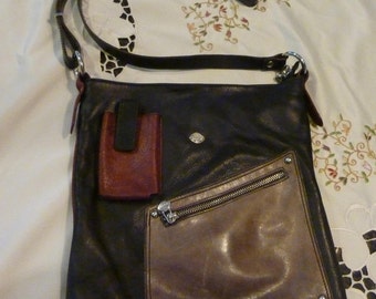 Tendance de la bourse - dames noir sac à main en cuir - Vintage ~ Made in Italy ~ accessoire à n’importe quel tenue - un cadeau parfait pour que quelqu'un de spécial