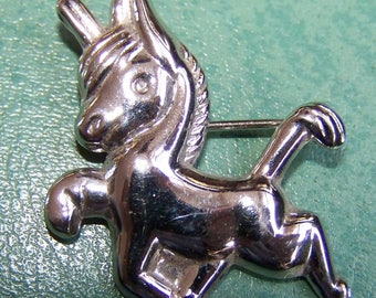 Coro Pony STERLING SILVER pin Burro Donkey