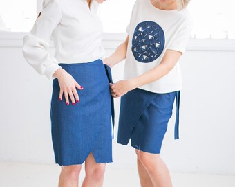 Wrap Skirt, Denim Skirt, Pencil Skirt, Midi Skirt, Blue Skirt, Boho Skirt, High Waisted Skirt, Mini Skirt, Summer Skirt, Romantic Skirt