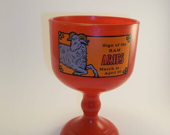 Retro Aries Red Glass Goblet