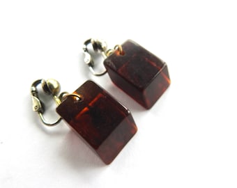 Geometric Apple Juice Bakelite Drop Earrings