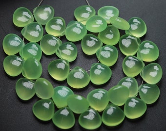 7 Inch Strand,Prehnite Chalcedony Smooth Heart Shape Briolettes 11-12mm