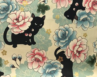 Neko- Large Floral- Cream- Quilt Gate- Japanese Import