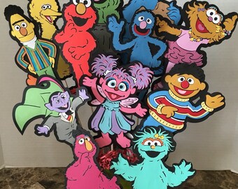 Sesame Street characters your choice of FOUR- 8"inches height for your birthday decoration, centerpieces or favor bags additio