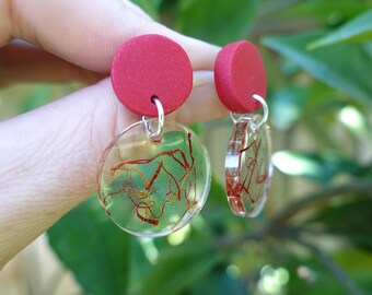 Saffron earrings, drop earrings, dangle earrings, red earrings, gift under 20, mother day gift, statement earrings, colourful earrings, gift
