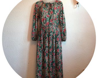 Vintage 70's Paisley Day Dress Size 10
