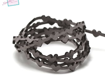 1 m cord strap perforated suede "bundle" 6 x 1, 8 mm, grey