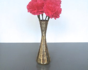 vintage etched brass vase boho decor