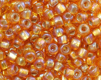 6/0: Color #634B / Miyuki Japanese Seed Beads / 28 Grams / Orange Rainbow AB / 6634B