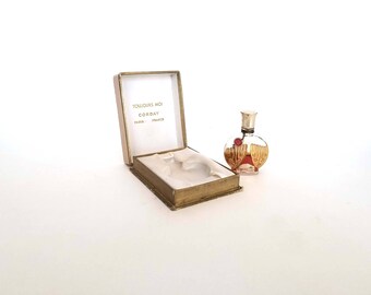 Vintage Corday Toujours Moi Paris France Mini Perfume in box 1/4 oz Art Nouveau bottle Lucien Gaillard