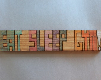 Woodburn Gym Life Art // Wood Gym Decor // Home Decor Wood // Hanging Wood Decor // Eat Sleep Gym!