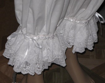 DDNJ White Victorian Style Lace Bloomers Renaissance Vampire Gypsy Pirate Pantaloons Civil War Anime Plus Custom Made ANY Size Costume