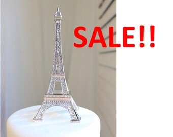 Silver Paris Eiffel Tower Cake Topper, Madeline, France, Centerpiece, Parisina Decoration, overthetop, SALE, Discount, Out of Business