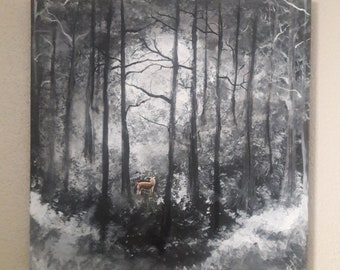 Orginal acrylic painting 20x20 Deer In The Woods