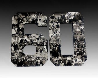 60th Birthday, Photo Collage, Custom Alphabet Collage Numbers for Milestone Birthdays, 60th Birthday Gift, 60th Wedding Anniversary