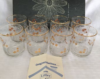 Vintage Set of 8 Libbey Drinking Barware Juice Glasses - Has Box
