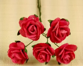 FF-102, Miniature Deep Pink Paper Roses