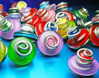 Colorful Glass Cabinet Knobs and Pulls/Kitchen Cabinet Knobs/ Furniture Handles/ Bathroom Cabinet Knobs / Bi-fold Doors- Fused Glass Knobs