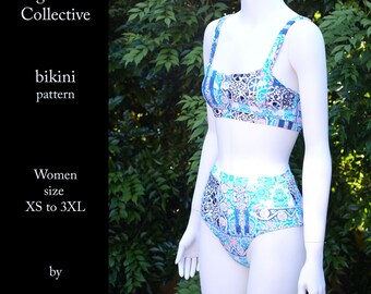 High waist Collective bikini sewing pattern Women size XS to XXXL