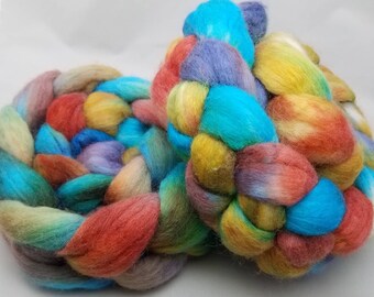 Merino / Tussah Silk 'Sugar Rush' Hand Painted Roving