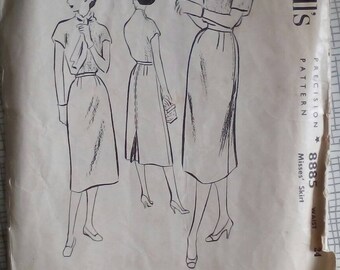 1950s Skirt - 24" Waist - McCalls 8885 - Vintage Sewing Pattern