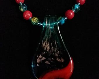 Glass Focal Pendant Necklace