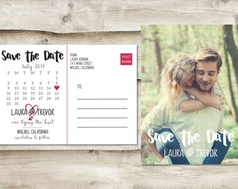Calendar Save The Date Postcard, Postcard Save the Date, Wedding Save the Date Postcards, Wedding Invitation Postcards, Photo Save the Dates