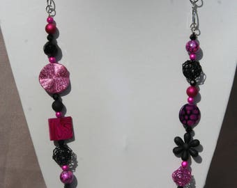 Necklace fuchsia and black