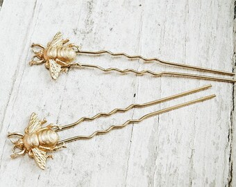 beekeeper - golden honey bee hair pin set