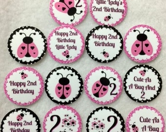 Set of 50/100/150/200 Personalized Ladybug 2nd Birthday Party 1 Inch Confetti Circles